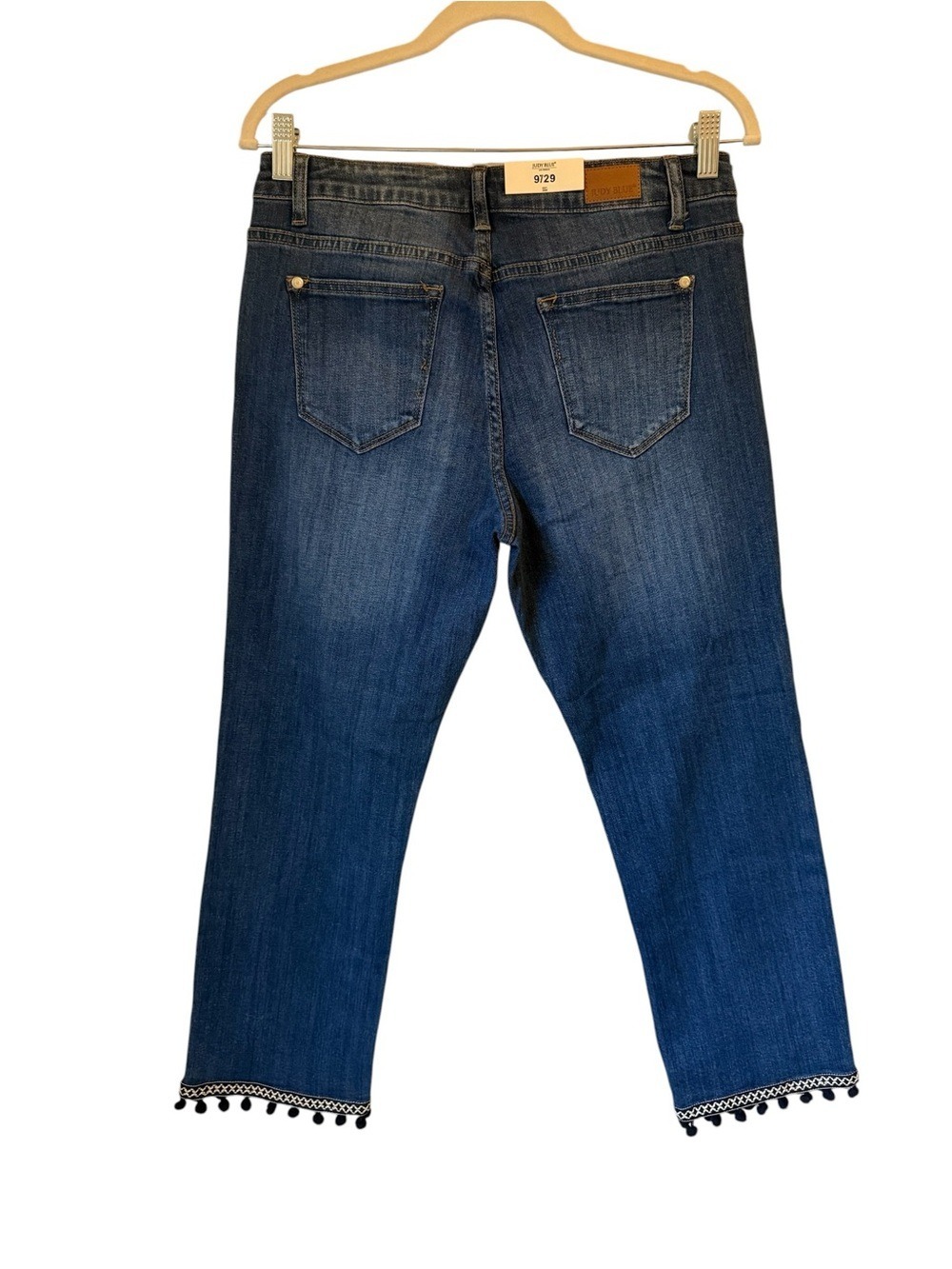 Judy Blue Mid Rise Straight Fit Jeans Size 9/29 Fringed Boho Denim Crop Stretch - Picture 3 of 11